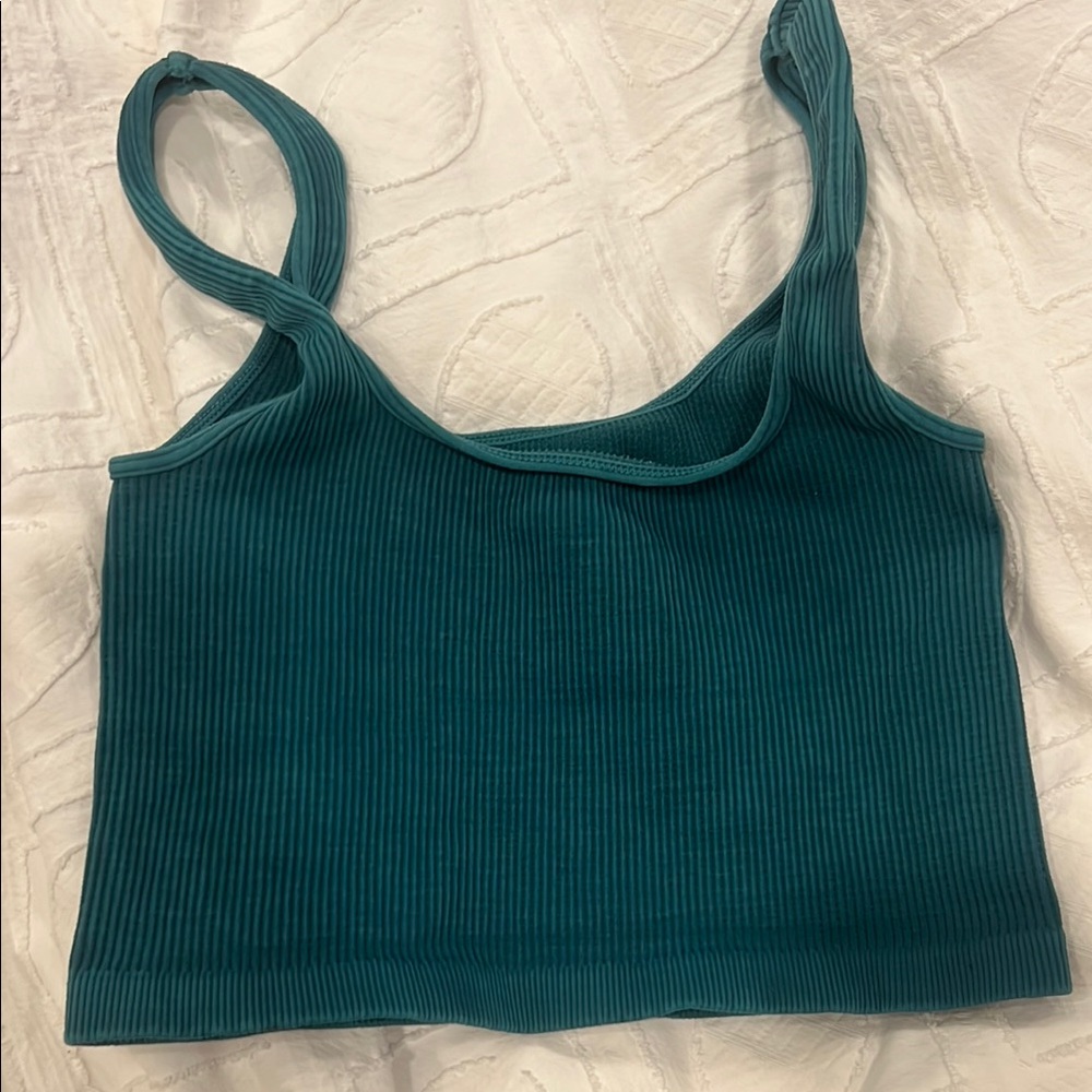 Teal Ribbed Women's Top